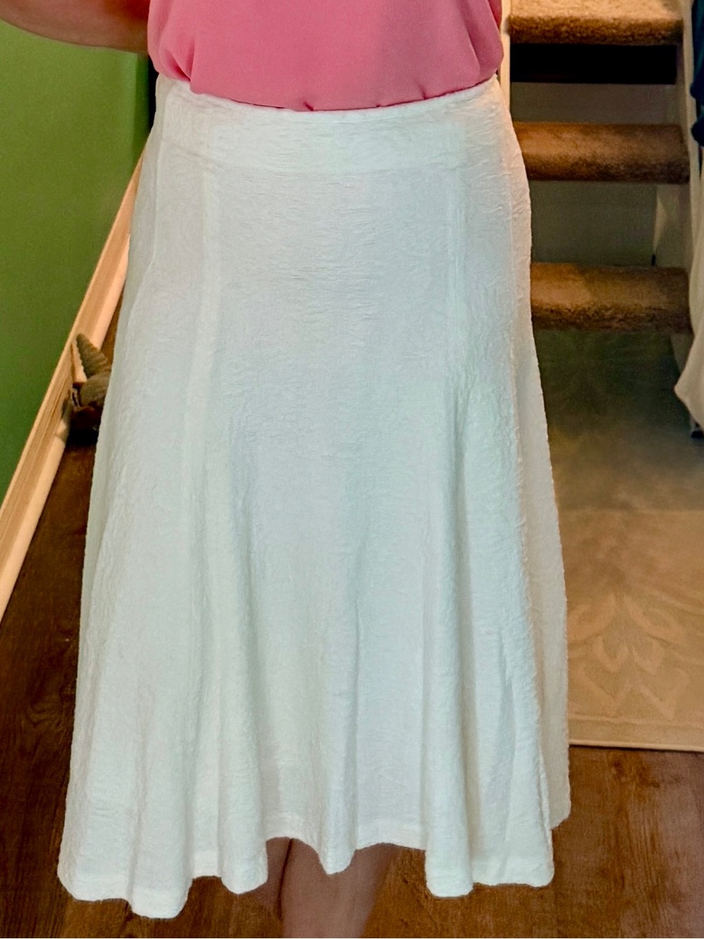 Alice + Olivia Ivory Textured Midi Skirt A-Line Size 10 NWT